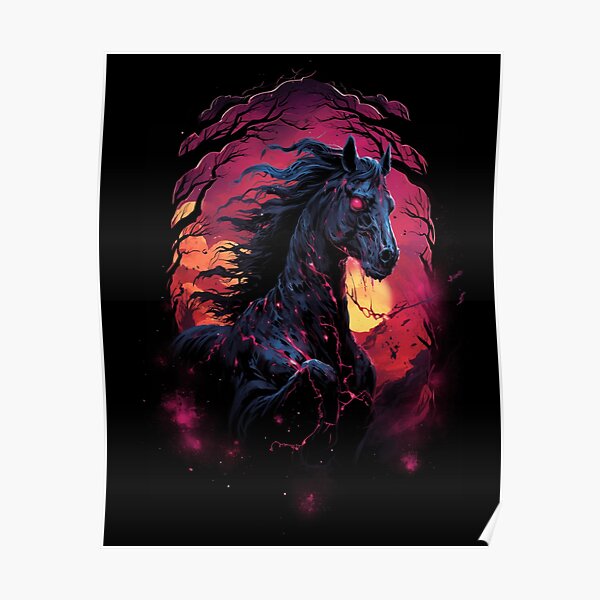 Running horse with blue and red mane on black background. illustration, Ai  Generative Image 23175544 Stock Photo at Vecteezy