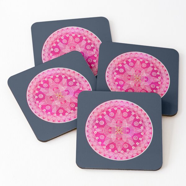 Item preview, kolam/muggu/Rangoli Pink Background designed and sold by ShreecreatE.