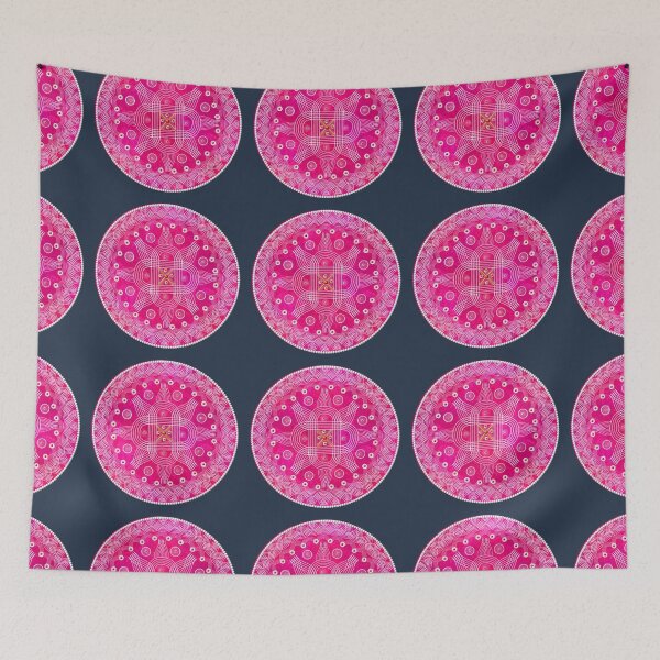 Item preview, kolam/muggu/Rangoli Pink Background designed and sold by ShreecreatE.