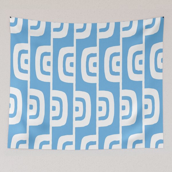Item preview, Mid Century Modern Geometric Pattern 631 Blue and White designed and sold by tonymagnerart.
