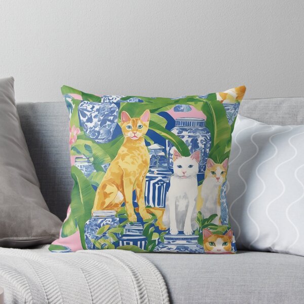 Item preview, Cats and chinoiserie jars designed and sold by SophieClimaArt.