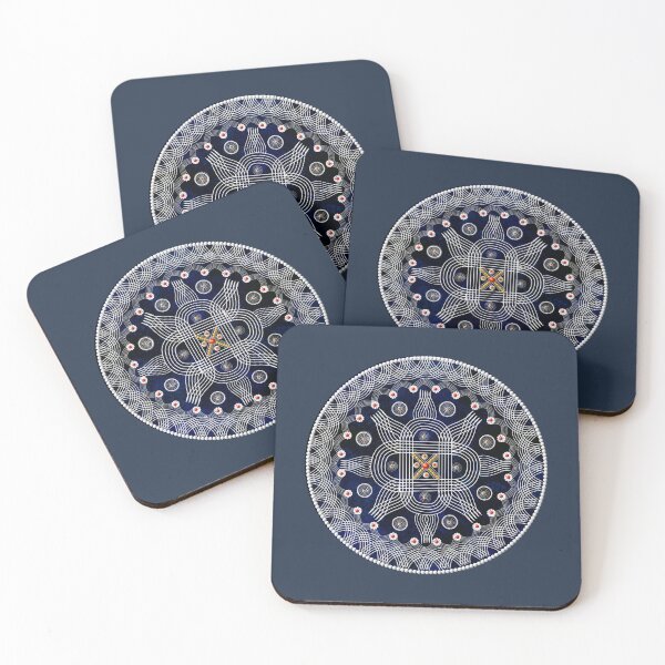 Item preview, kolam/muggu/Rangoli Blue Background designed and sold by ShreecreatE.