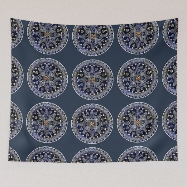 Item preview, kolam/muggu/Rangoli Blue Background designed and sold by ShreecreatE.
