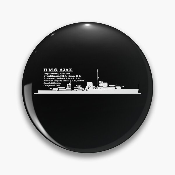 Item preview, HMS Ajax British WW2 Light Cruiser Ship Infographic Silhouette designed and sold by MilitaryMart.
