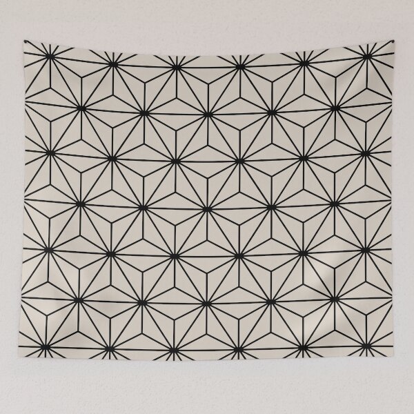 Item preview, Traditional Japanese Asanoha Star Pattern in Black and Linen White designed and sold by tonymagnerart.