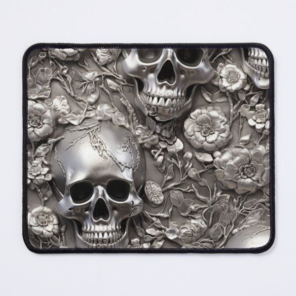 Item preview, Silver Chrome Skulls and Flowers designed and sold by Nicholas Panek.