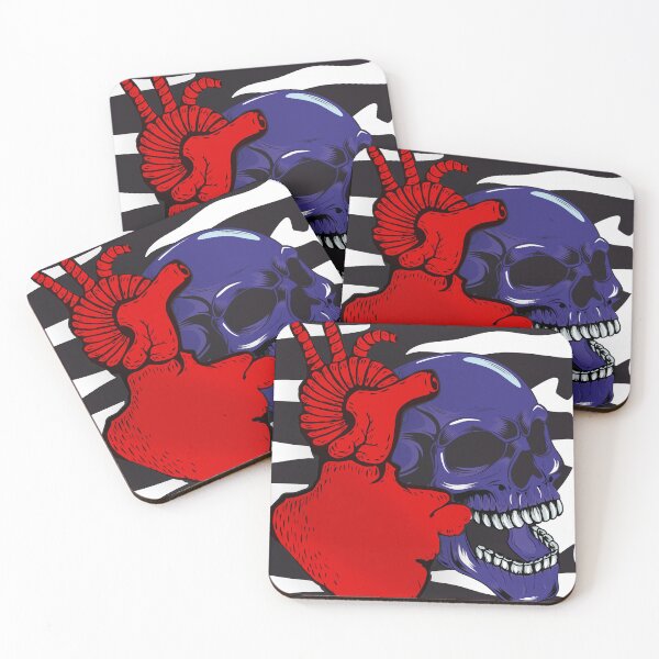 Item preview, Blue Skull and red hearth Bones  designed and sold by ArtisticPen-art.