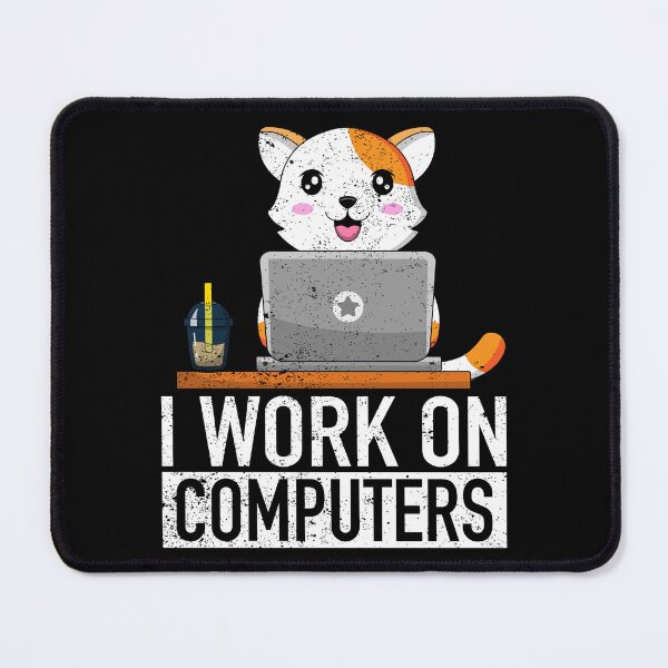 Item preview, I Work on Computers Funny Cute Tech Coding Cat Working designed and sold by jingdomdesgine.