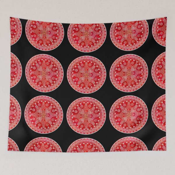 Item preview, kolam/muggu/Rangoli Red Background designed and sold by ShreecreatE.