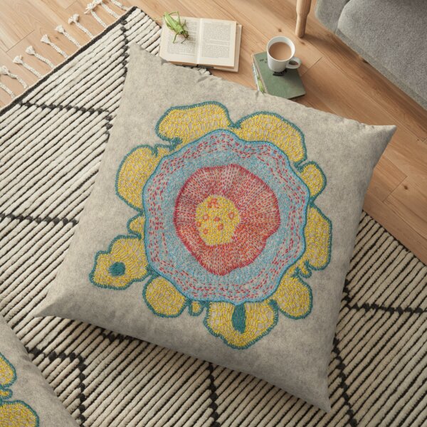 Growing - Pinus 1 - embroidery of plant cells Floor Pillow