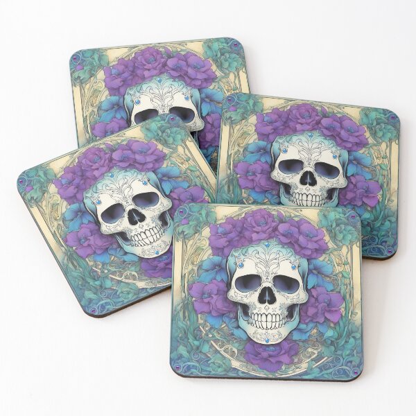Item preview, Art Nouveau Day of the Dead Skull with Flowers designed and sold by LaRoach Digital Arts.