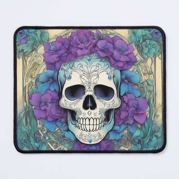 Item preview, Art Nouveau Day of the Dead Skull with Flowers designed and sold by LaRoach Digital Arts.