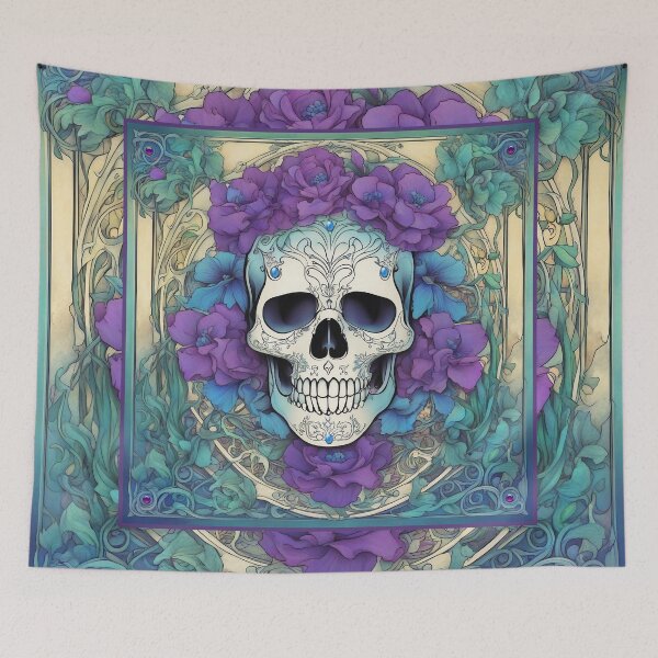 Item preview, Art Nouveau Day of the Dead Skull with Flowers designed and sold by LaRoach Digital Arts.