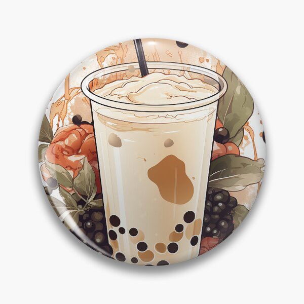 Item preview, BUBBLE TEA  - boba tea - tapioca, flowers and green leafs designed and sold by Dahlann.