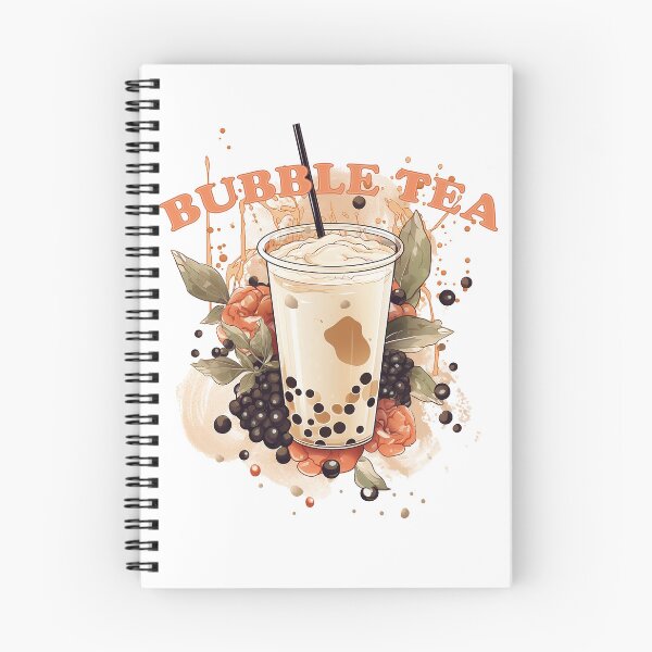 Item preview, BUBBLE TEA  - boba tea - tapioca, flowers and green leafs designed and sold by Dahlann.