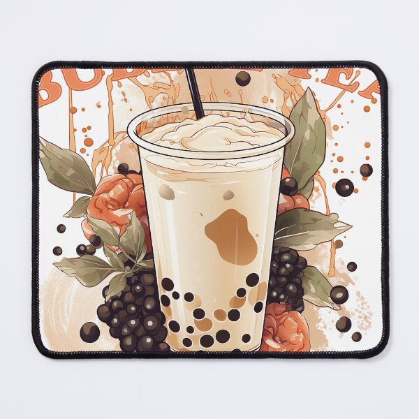 Item preview, BUBBLE TEA  - boba tea - tapioca, flowers and green leafs designed and sold by Dahlann.