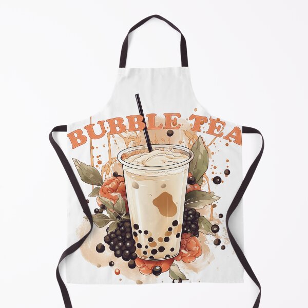 Item preview, BUBBLE TEA - boba tea - tapioca, flowers and green leafs designed and sold by Dahlann.