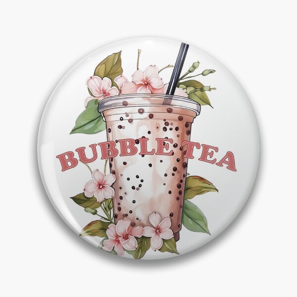 Item preview, BUBBLE TEA  - boba tea - flowers, green leaf and boba designed and sold by Dahlann.