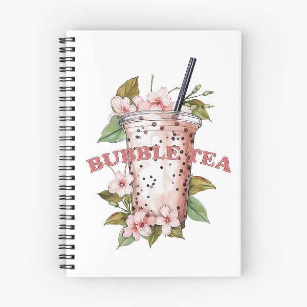 Item preview, BUBBLE TEA  - boba tea - flowers, green leaf and boba designed and sold by Dahlann.