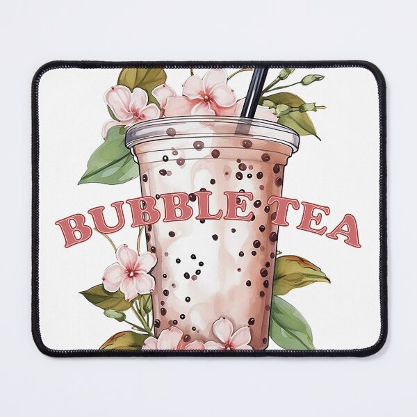 Item preview, BUBBLE TEA  - boba tea - flowers, green leaf and boba designed and sold by Dahlann.