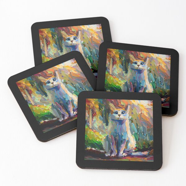 Item preview, Abstract Colored Oil Painting of a Sitting Cat designed and sold by MindenBrings.