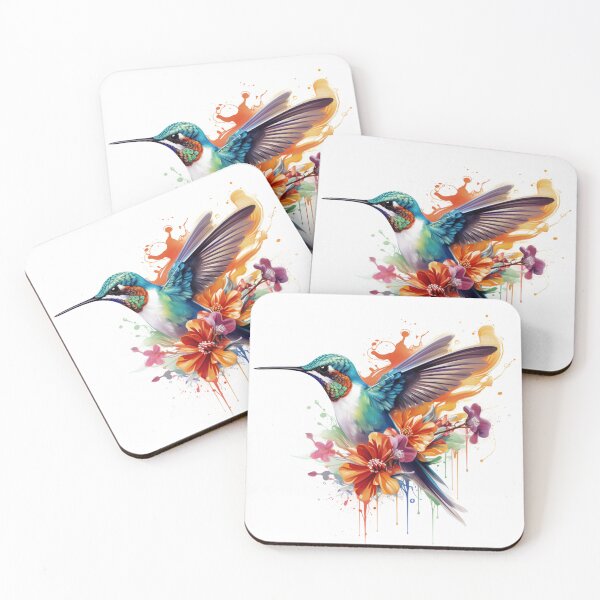 Item preview, Humming Bird Tropical Bright Colored Flowers Flying Paint designed and sold by Wiseass.