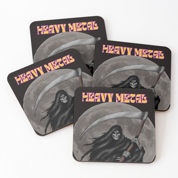 Item preview, Heavy Metal; Skeleton Grim Reaper with full moon backdrop designed and sold by evaninla.