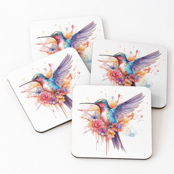 Item preview, Humming Bird Tropical Bright Colored Flowers Flying Paint designed and sold by Wiseass.