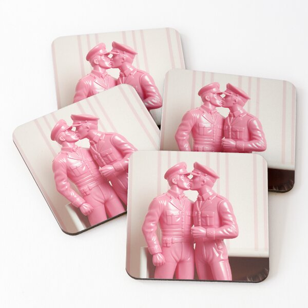 Item preview, Pink toy soldiers kissing - gay love - pride designed and sold by Lala and Jull.