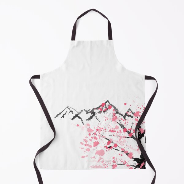 Item preview, Japanese Sakura Cherry Blossom Tree And Mountains Ink Drawing designed and sold by art-by-el-sid.