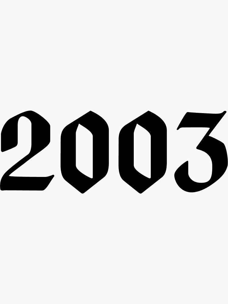 "2003 Text" Sticker for Sale by Miriam Abramowitz Redbubble
