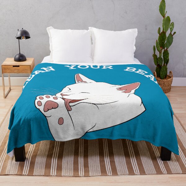 Item preview, Clean Your Beans Funny White Cat designed and sold by Deborah Camp.