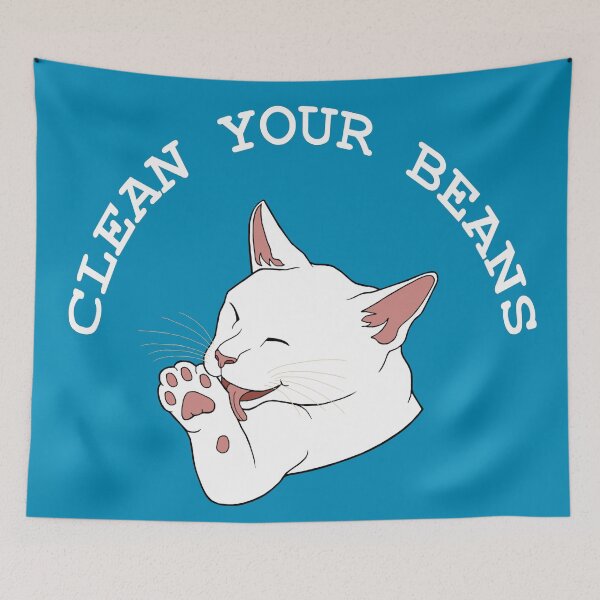 Item preview, Clean Your Beans Funny White Cat designed and sold by Deborah Camp.