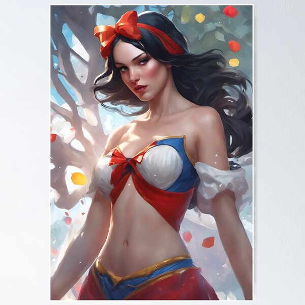 Item preview, Beautiful Dark-Haired Fairy Tale Princess in Blue and White with Red Ribbon designed and sold by Eliteijr.