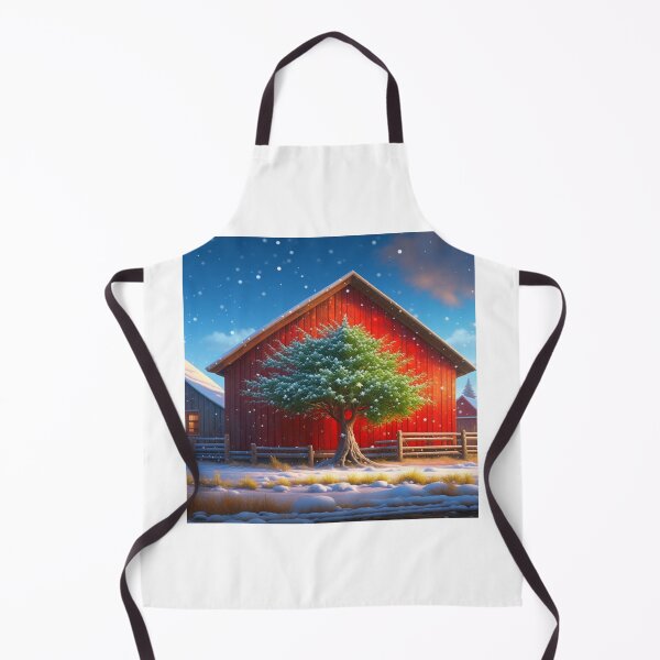 Item preview, Winter Christmas Scene With Red Barn designed and sold by Oldetimemercan.