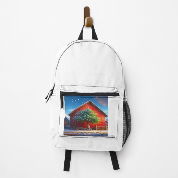 Item preview, Winter Christmas Scene With Red Barn designed and sold by Oldetimemercan.
