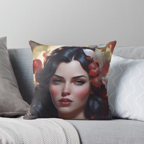 Item preview, Beautiful Dark-Haired Fairy Tale Princess in White with Red Apples designed and sold by Eliteijr.