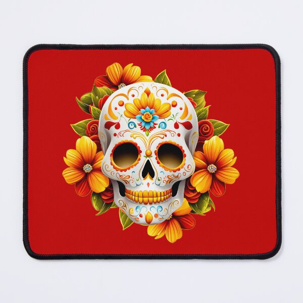 Item preview, Day of the Dead Skull with Orange Flowers designed and sold by LaRoach Digital Arts.