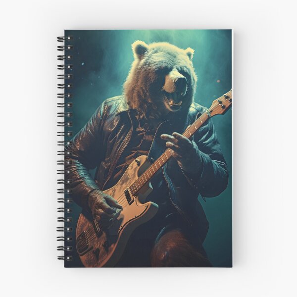 Item preview, Grizzly Bear Playing Rock 'n' Roll Music Riff On Electric Guitar Leather Jacket designed and sold by scooterbaby.