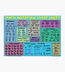 Mathematics Notation Cheat Sheet Photographic Print