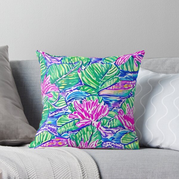 Item preview, Lilly Pulitzer inspired waterlilies on evening pond designed and sold by SophieClimaArt.
