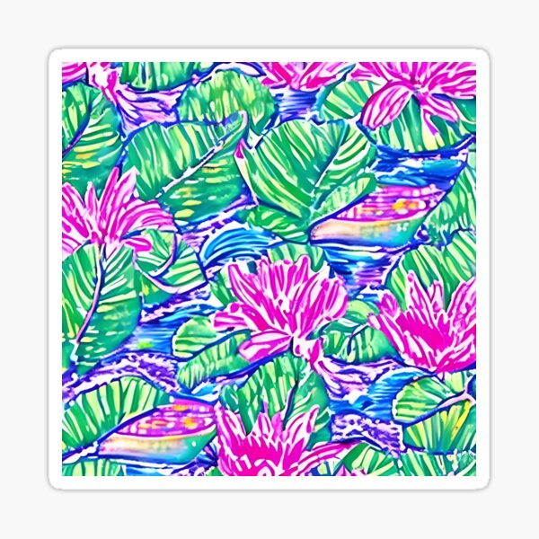 Item preview, Lilly Pulitzer inspired waterlilies on evening pond designed and sold by SophieClimaArt.