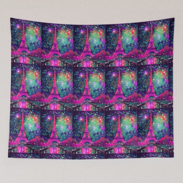 Item preview, The Eiffel Tower, Paris, Electric Pink, AI Generated Art - France's Structural Masterpiece Known as 'The Symbol of Love' designed and sold by studioSharonKay.