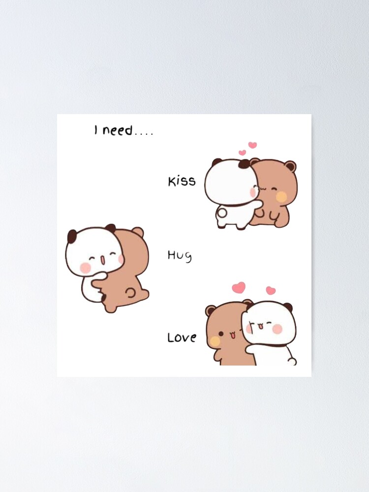 Milk Mocha Bear Safe In His Arms Love Hug Kiss Valentines Digital