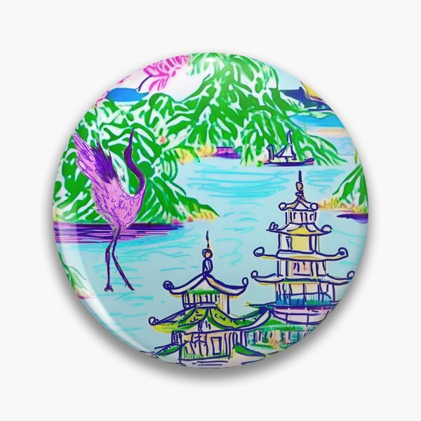 Item preview, Watercolor markers chinoiserie landscape designed and sold by SophieClimaArt.
