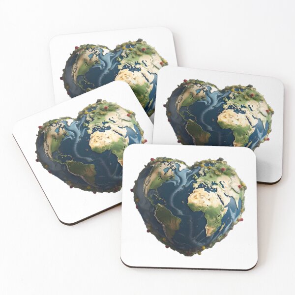 Item preview, A charming illustration of the earth shaped like a heart in the lovecore style of playfully intricate designed and sold by AI-Only Creations.