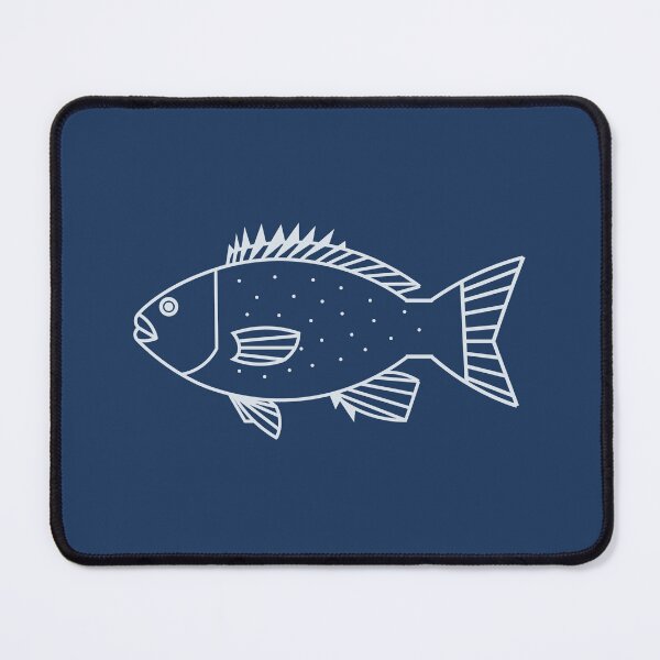 Item preview, Kawaii Bluefish in Icy Blue on Ocean Blue designed and sold by fruttidimare.