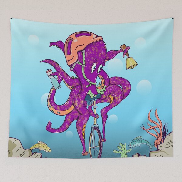 Item preview, Octopus Riding a uicylce designed and sold by piedaydesigns.