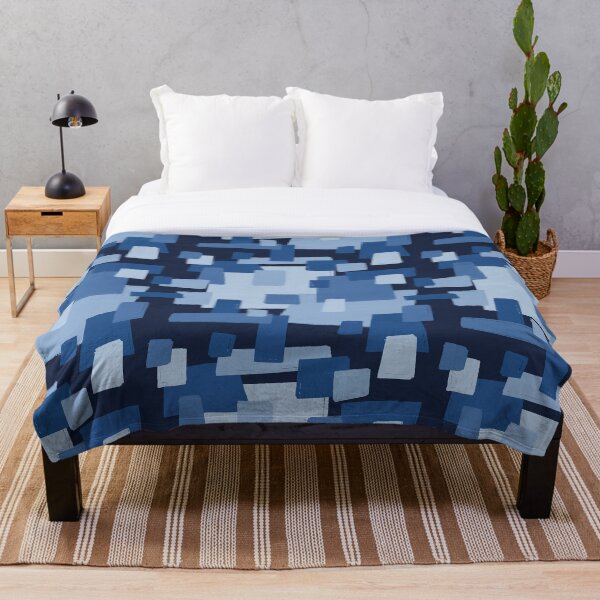 Item preview, Blue blocks pattern with dark background designed and sold by AnaTZ.