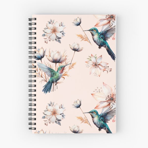 Item preview, Hummingbird with herbs and abstract watercolor flowers pattern designed and sold by DariyaDell.
